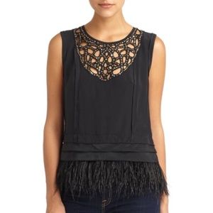 🍓BCBGMAXAZRIA Dracey Sequin Feather Top🍓